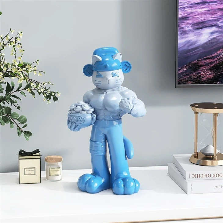 Muscular Lucky Wealth Cat Desktop Ornament